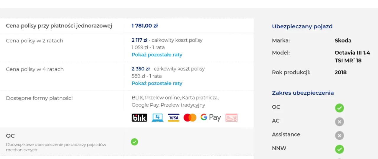 Na ile rat można rozłożyć ubezpieczenie samochodu bez dodatkowych kosztów?